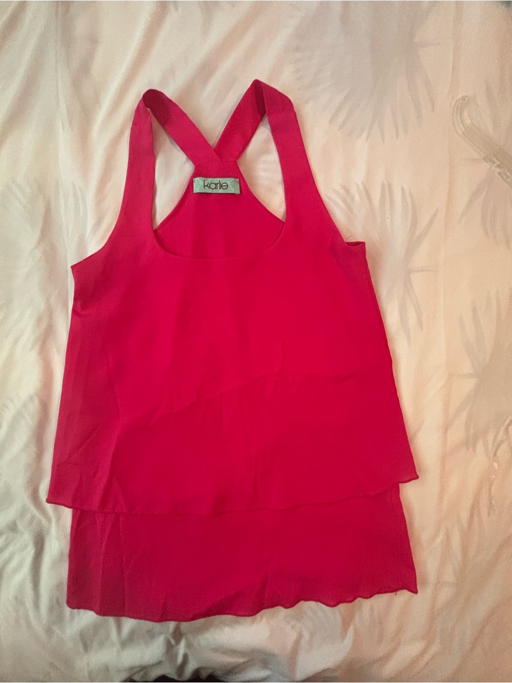 Karlie Bright Pink Layered Chiffon Racerback Camisole